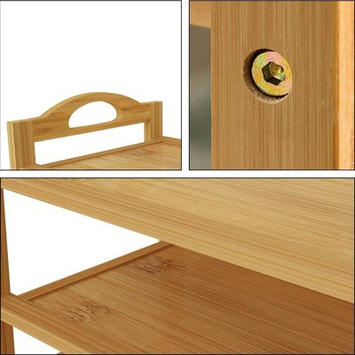 ξύλινο 5 στρώσεων φυσικό μπαμπού ράφι παπουτσιών στοιβάσιμο ράφι αποθήκευσης για πολυλειτουργία OEM