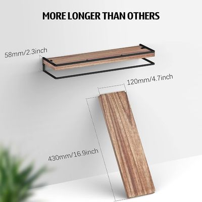 Σετ από 2 Ρουστικά ξύλινα τείχη αποθήκευσης πλωτά ράφια για έπιπλα καθιστικού