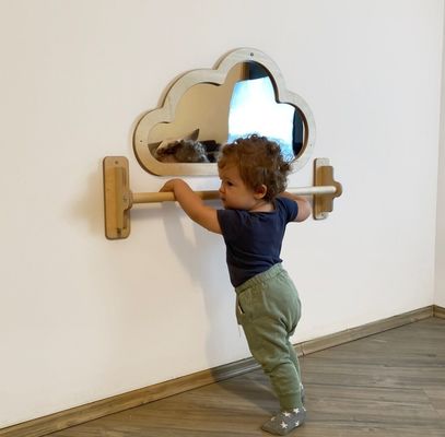 Montessori καθρέφτης Τραβήξτε επάνω ξύλινη μπάρα και το μωρό πάτωμα καθρέφτη για τη βελτιστοποίηση του χώρου