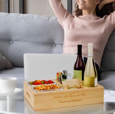 Προσαρμοσμένο λογότυπο ξύλινο τραπέζι με καπάκι για ποτό και αποθηκευτικό θάλαμο