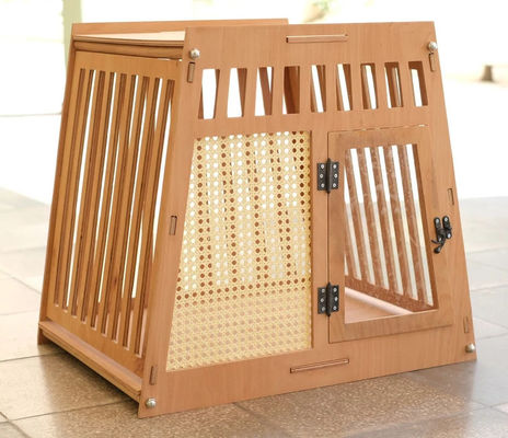 Φυσικό χρώμα ξύλου ξύλινο εσωτερικό σκυλί σπίτι γάτα κιβώτιο με πόρτα σε λευκό