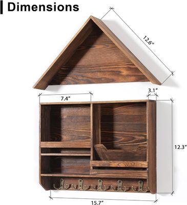 Εύκολη εγκατάσταση Διακοσμητικό ξύλινο κρεμαστό ράφι κλειδιών με 5 διπλά γάντζους Προσαρμοσμένο λογότυπο