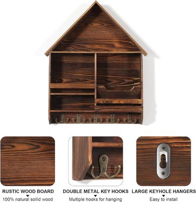 Εύκολη εγκατάσταση Διακοσμητικό ξύλινο κρεμαστό ράφι κλειδιών με 5 διπλά γάντζους Προσαρμοσμένο λογότυπο