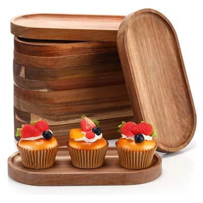 10 ιντσών οβάλ ξύλινο πιάτο με επικάλυψη φυτικού ελαίου και φυσικό χρώμα ξύλου