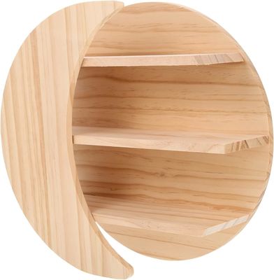 Εξοικονόμηση χώρου με ξύλινο φεγγάρι τοίχος Mount πλωτά ράφια βιώσιμη λύση αποθήκευσης