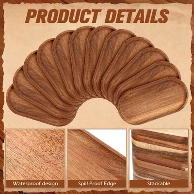 10 ιντσών οβάλ ξύλινο πιάτο με επικάλυψη φυτικού ελαίου και φυσικό χρώμα ξύλου