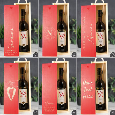 Προσαρμοσμένη παραγγελία αποδεκτή Λαζερικά χαραγμένο ξύλινο κουτί κρασιού με ακρυλικές ενσωματώσεις και συρόμενο καπάκι