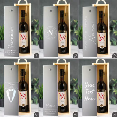 Προσαρμοσμένη παραγγελία αποδεκτή Λαζερικά χαραγμένο ξύλινο κουτί κρασιού με ακρυλικές ενσωματώσεις και συρόμενο καπάκι