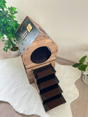 Σύγχρονα έπιπλα γάτας προσαρμοσμένο σχήμα ξύλινο σπίτι για γάτες και μικρά ζώα