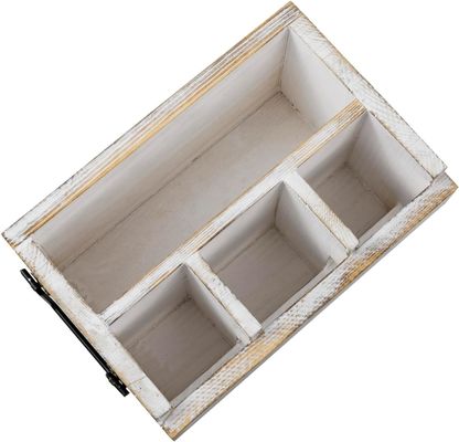 Μη αναδιπλούμενο ράφι για σκεύη και χαρτοπετσέτες Λευκά πλυμένα στερεά ξύλα Μαύρα μεταλλικά λαβήματα