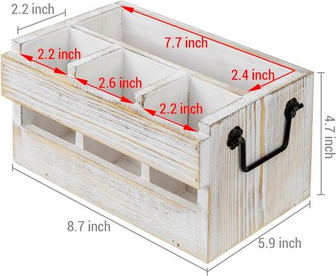 Μη αναδιπλούμενο ράφι για σκεύη και χαρτοπετσέτες Λευκά πλυμένα στερεά ξύλα Μαύρα μεταλλικά λαβήματα