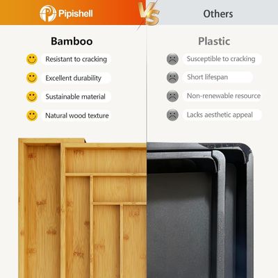 Μεγιστοποιήστε το χώρο του συρτάρι σας με το Bamboo Cutlery Tray Organizer 3 Wire Thickness