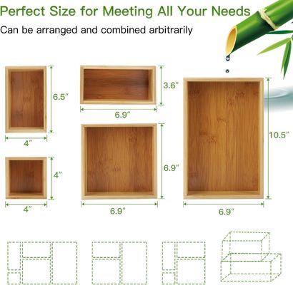 3 Σιδηροδρομικό πάχος 5 τεμάχια Μπαμπού οργανωτής συρτάρι για την αποθήκευση γραφείου διαφόρων μεγεθών