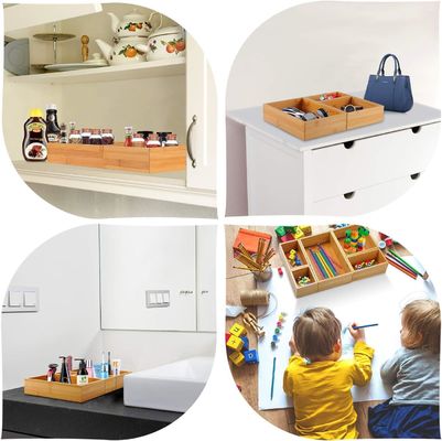 3 Σιδηροδρομικό πάχος 5 τεμάχια Μπαμπού οργανωτής συρτάρι για την αποθήκευση γραφείου διαφόρων μεγεθών