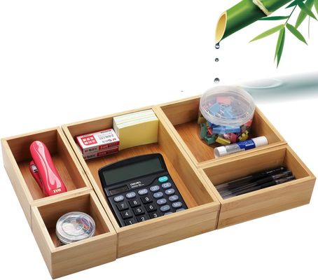 3 Σιδηροδρομικό πάχος 5 τεμάχια Μπαμπού οργανωτής συρτάρι για την αποθήκευση γραφείου διαφόρων μεγεθών