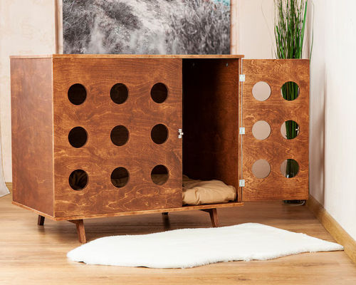 Στον τοίχο τοποθετημένη γάτα άμμου ξύλινο κρεβάτι κατοικίδιων ζώων πλάτη σύγχρονη γάτα σκυλί σπίτι σκυλί κρεβάτι εφοδιασμένο