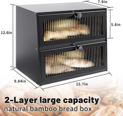 Χειροποίητο μεγάλο ξύλινο αγροτικό κουτί ψωμιού με παράθυρο από ξύλο TIMBER για όφελος