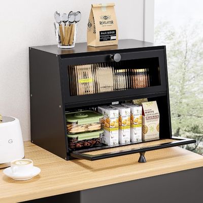 Χειροποίητο μεγάλο ξύλινο αγροτικό κουτί ψωμιού με παράθυρο από ξύλο TIMBER για όφελος