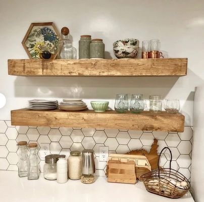 Ρουστικό στυλ ξύλινα πλωτά ράφια 3 ίντσες πάχος 10 ίντσες βάθος Προσαρμόσιμα OEM ODM