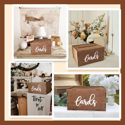 Κουτί καρτών γάμου για δεξίωση Καφέ ξύλινο φάκελο Κουτί χρήματος Εκτύπωση Λαζερική χαραγή