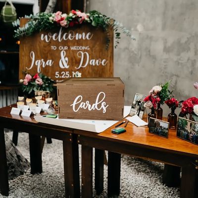 Κουτί καρτών γάμου για δεξίωση Καφέ ξύλινο φάκελο Κουτί χρήματος Εκτύπωση Λαζερική χαραγή