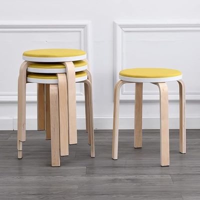 Σύγχρονη σχεδίαση ξύλινη καρέκλα για την κουζίνα 4 πόδια αντισκονική στρογγυλή στέγη σκαμνίου