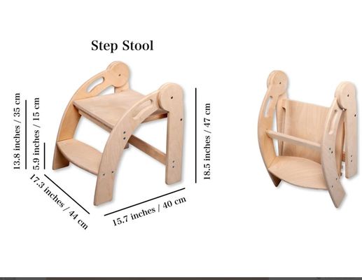 Προσαρμοσμένο λογότυπο ξύλινο σκαμνί για παιδιά αναδιπλούμενο σκαμνί Montessori