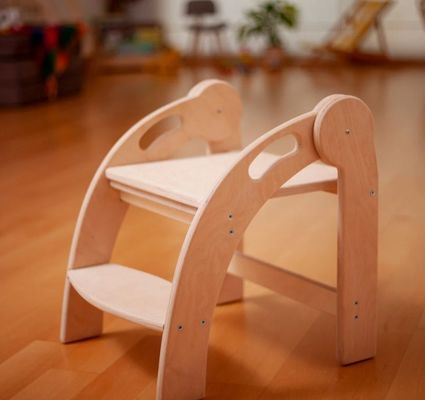 Προσαρμοσμένο λογότυπο ξύλινο σκαμνί για παιδιά αναδιπλούμενο σκαμνί Montessori