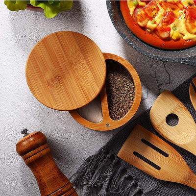 120 ml γυάλινα βάζα μπαχαρικών με κάλυμμα από μπαμπού Φυσική και εξοικονόμηση χώρου λύση αποθήκευσης