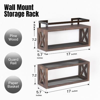 Αποταμιεύστε χώρο με χωριό στυλ Καφέ πλωτά ξύλινα ράφια και κάγκελα