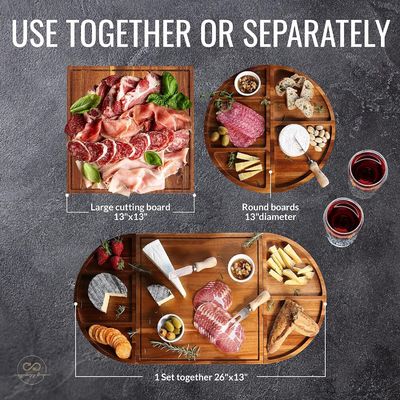 Όλες οι εποχές ξύλινο στρογγυλό τυρί σανίδιο σετ μοναδικά ξύλινα σανίδια charcuterie επιτραπέζιο εξαιρετικά μεγάλο τυρί