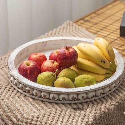 Προσαρμοσμένο ξύλινο διακοσμητικό δίσκο με μαργαριταρισμένο λευκό χρώμα