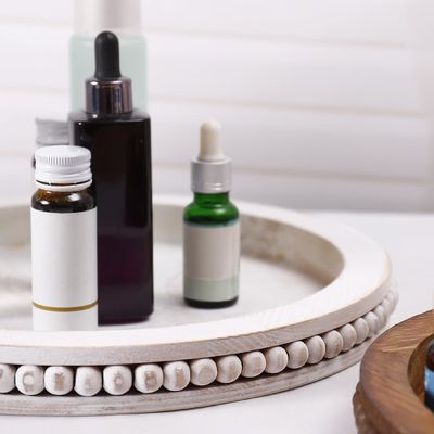 Προσαρμοσμένο ξύλινο διακοσμητικό δίσκο με μαργαριταρισμένο λευκό χρώμα