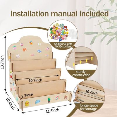 Προσαρμοσμένο μέγεθος Σκληρό ξύλο 4 βαθμίδες Στάνος για κάρτες χαιρετισμών αυτοκόλλητα και κάρτες