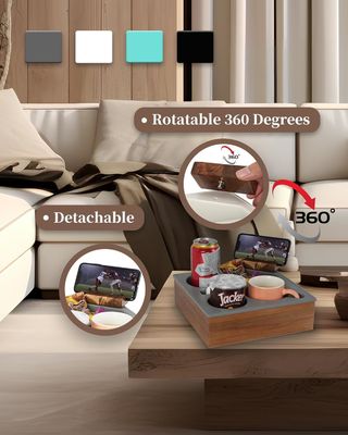 Προσαρμοσμένο λογότυπο μαλακό σιλικόνιο Ακασία ξύλινο καναπέ Caddy για σνακ ποτό τηλεχειριστήριο