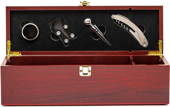 Βιομηχανικό Παιχνίδι Μπαμπού Μονόφωλο Μπουκάλι κρασιού Κουτί δώρων για ξύλινη αποθήκευση με 4 βασικά εργαλεία