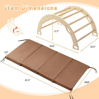 Montessori ξύλινη αψίδα αναρριχητής Παιδιά αναρριχητικό παιχνίδι με μαξιλάρι και στροφή σχεδιασμό