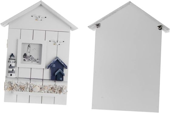 Κεραμίδιο ξύλου με στυλ μεσογειακού στυλ Σπίτι Σχήμα Κλειδί Κρατητής κοσμημάτων για τοίχο εισόδου