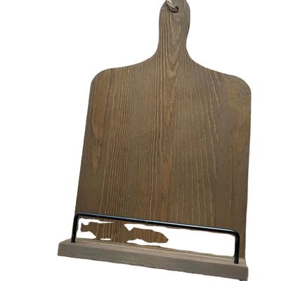 Ξύλινο λευκό βιβλιάριο μαγειρικής στέκεται για την κουζίνα πάγκο ρυθμιζόμενο ρουστίκ στυλ συνταγή βιβλιοθηκάριο