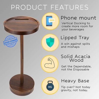 Ειδικό τραπέζι καφέ Σύγχρονο ξύλινο τραπέζι ποτών με τοποθέτηση τηλεφώνου και μικρό στρογγυλό μέγεθος