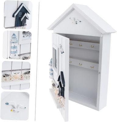 Κεραμίδιο ξύλου με στυλ μεσογειακού στυλ Σπίτι Σχήμα Κλειδί Κρατητής κοσμημάτων για τοίχο εισόδου