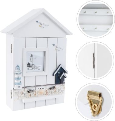 Κεραμίδιο ξύλου με στυλ μεσογειακού στυλ Σπίτι Σχήμα Κλειδί Κρατητής κοσμημάτων για τοίχο εισόδου