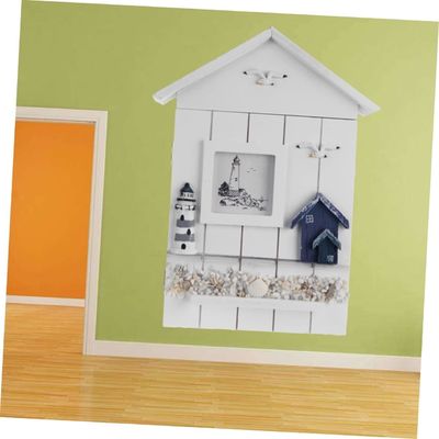 Κεραμίδιο ξύλου με στυλ μεσογειακού στυλ Σπίτι Σχήμα Κλειδί Κρατητής κοσμημάτων για τοίχο εισόδου