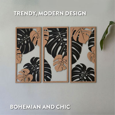 Προσαρμόσιμη διακόσμηση Monstera σε 3 πάνελ
