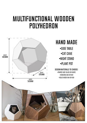 Σώμα αποθήκευσης οικιακής χρήσης Σπήλαιο κρεβατιού γάτας με μοντέρνο σχεδιασμό με στερεό ξύλο και πλάι τραπέζι