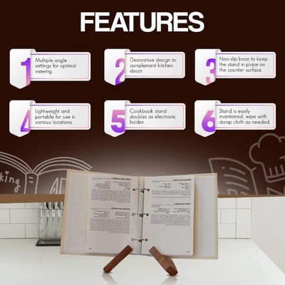 Εύκολο κάλυμμα βιβλίων για την κουζίνα Ρυθμίσιμο Ακασία Επισιτιστικό βιβλιοστάσιο Προσαρμοσμένο μέγεθος