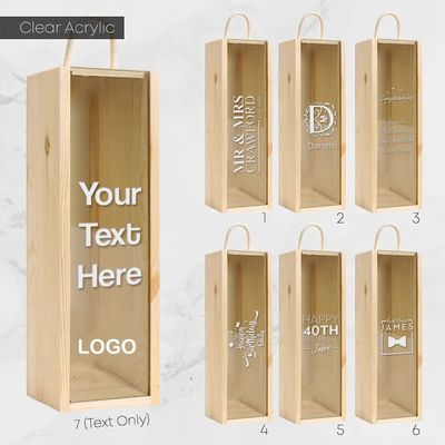 Δασικός τύπος MDF πολυτελή κόκκινη χρώμα κρασιού ψήσιμο ξύλινο κουτί δώρων με λαβήματα και ακρυλικό καπάκι