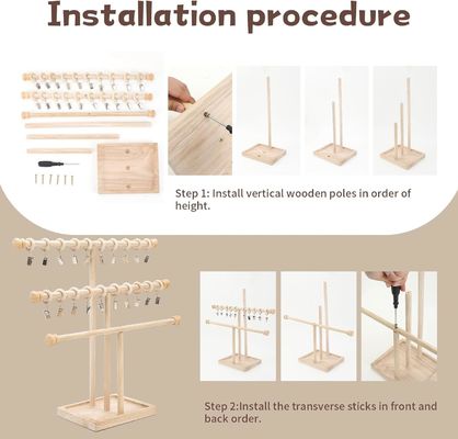 Γεμάτη από ξύλινο τοίχο διακόσμηση 3 στρώσεων Baby Headband Holder Hairbands Display Stand