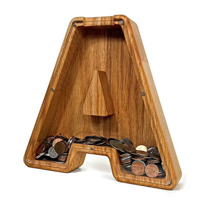 Απαιτήσεις του πελάτη Δημιουργικά ξύλινα αγγλικά γράμματα Piggy Bank με διαφανές γυαλί