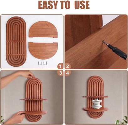 Πλατεία με τόξο για την αποθήκευση στο τοίχωμα και πλωτά ράφια σε ξύλινο τοίχωμα